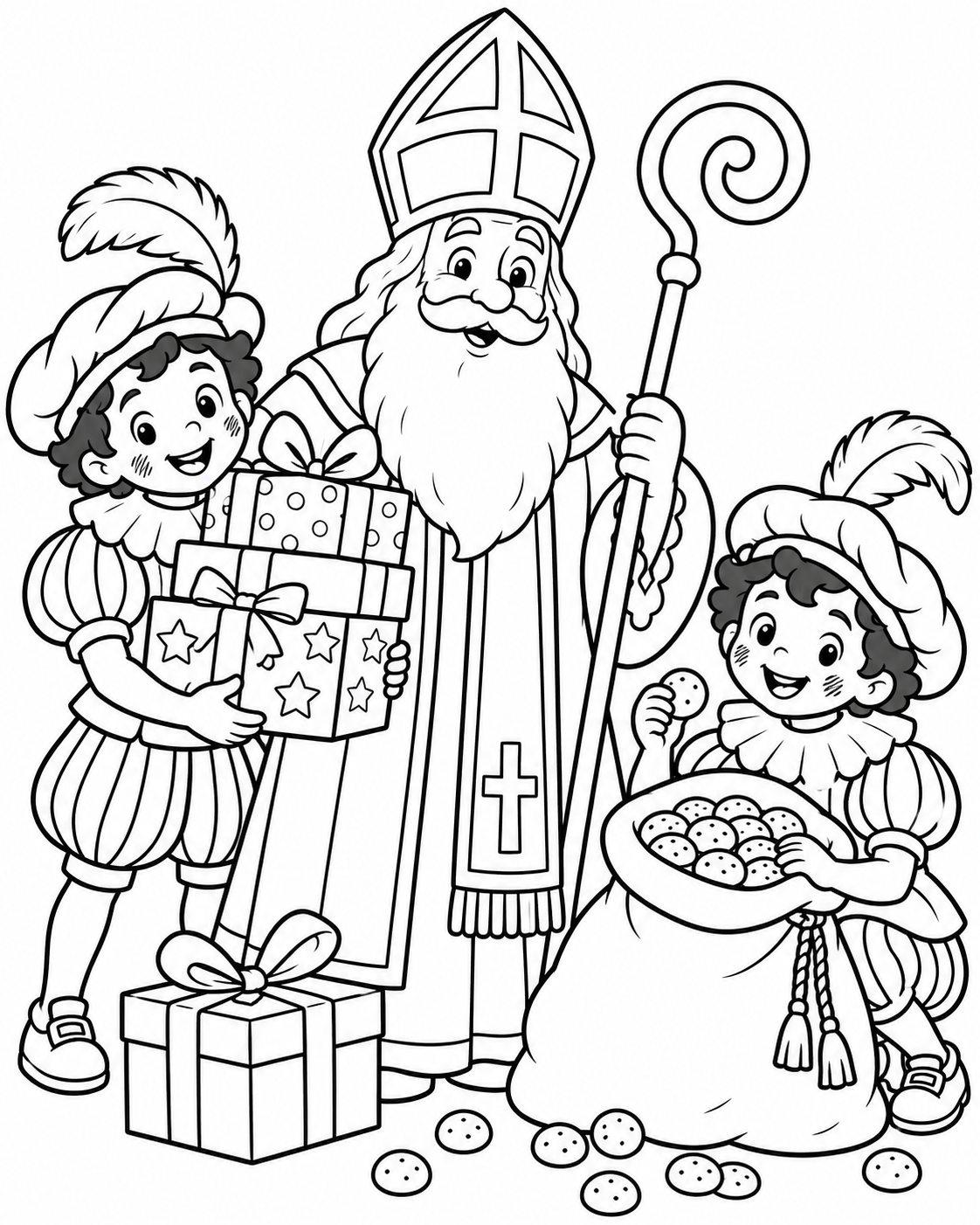 Gratis Sinterklaasfeest kleurplaat voor Sinterklaas om te printen