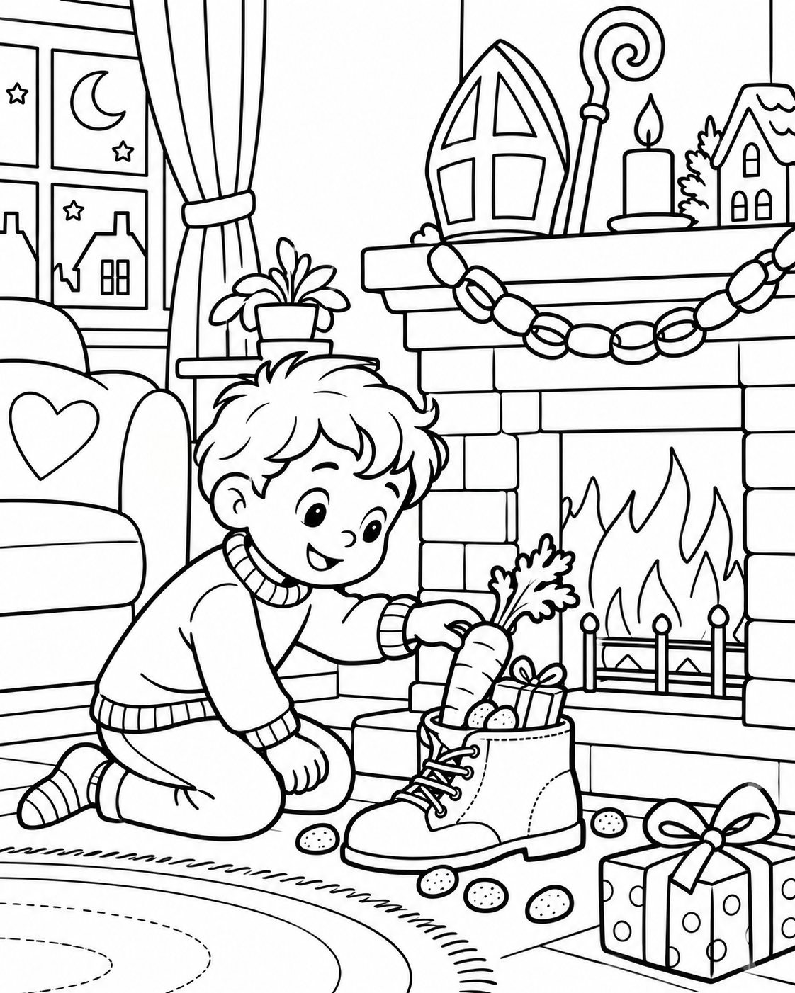 Gratis Schoen met wortel voor Ozosnel kleurplaat voor Sinterklaas om te printen