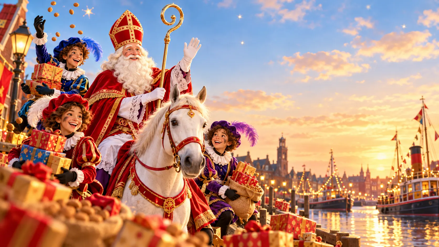 Sinterklaas met roetveegpieten